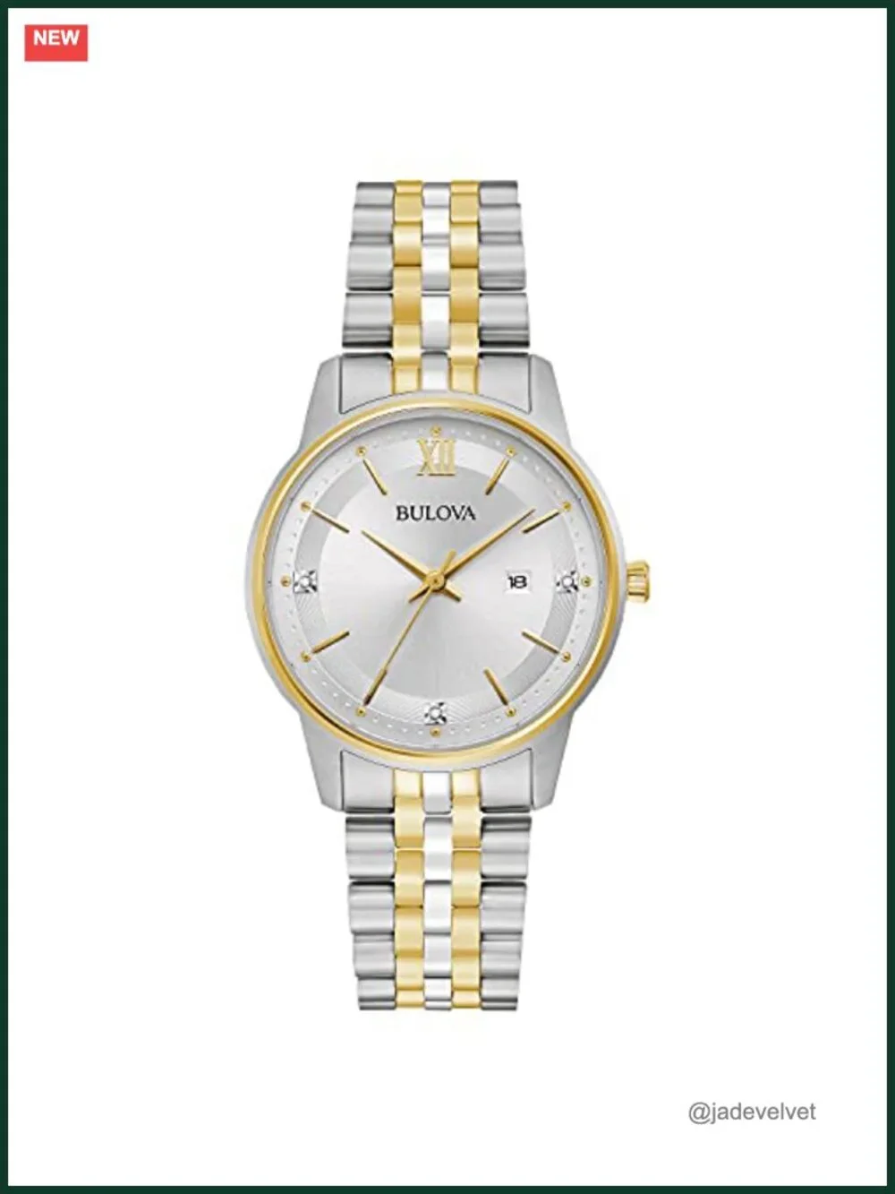 Ladies Classic Diamond Two-Tone Stainless Steel Quartz Watch, 3-Hand Calendar